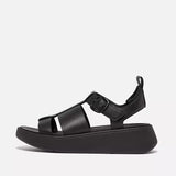 Fitflop F-MODE Leather Flatform Fisherman Sandals - Black