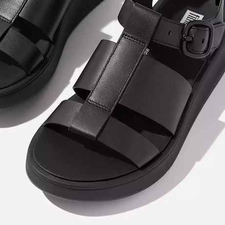 Fitflop F-MODE Leather Flatform Fisherman Sandals - Black