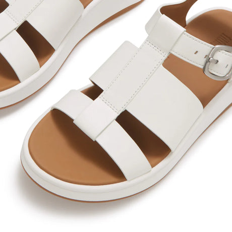 Fitflop Urban White F-mode Leather Fisherman Sandals – detail shot