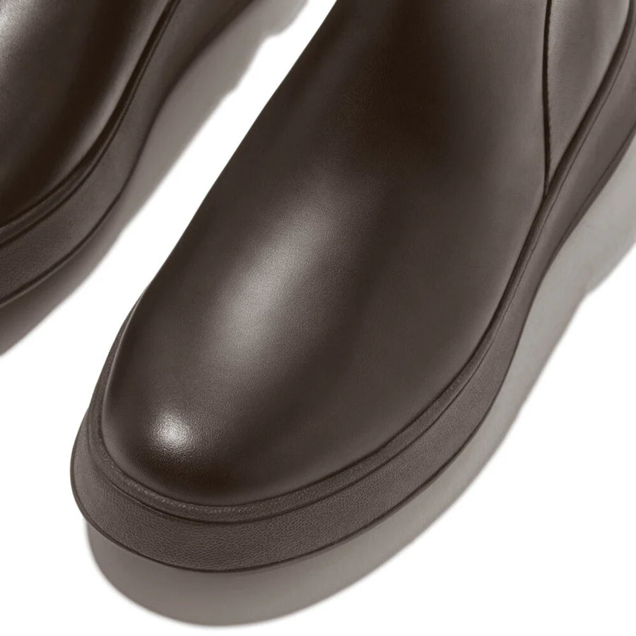 Fitflop F-MODE Leather Flatform Zip Ankle Boots - Chocolate Brown