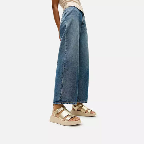 Fitflop F-MODE Leather Flatform Fisherman Sandals - Platino