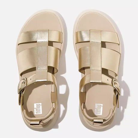 Fitflop F-MODE Leather Flatform Fisherman Sandals - Platino