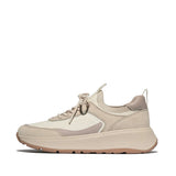 Fitflop F-mode Suede/knit Flatform Stone/cream Trainer