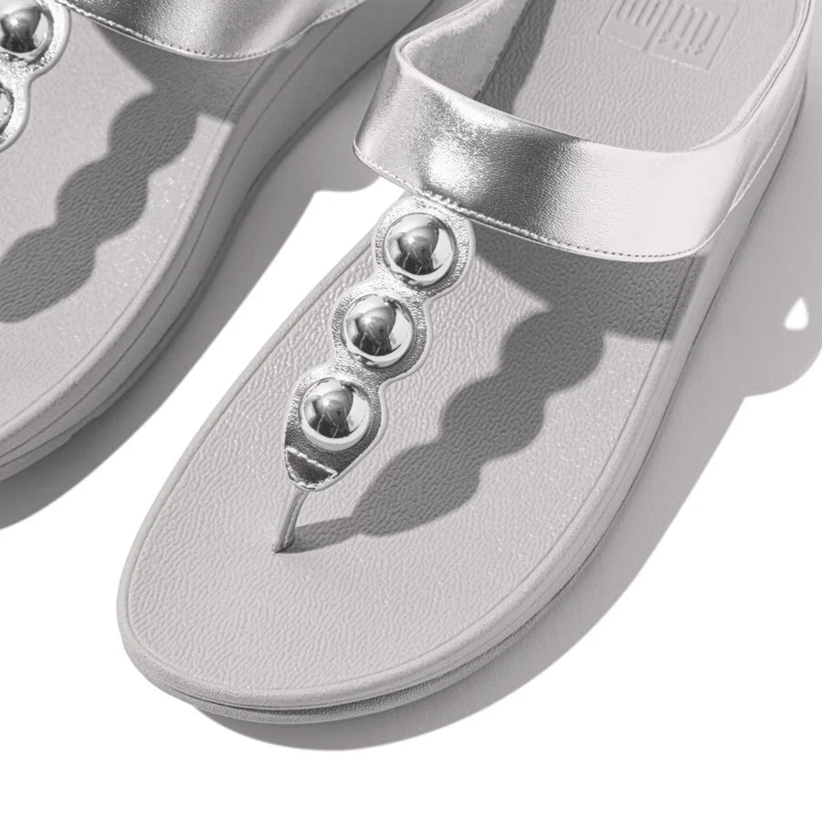 Fitflop silver FINO MIRROR-DOME LEATHER sandal