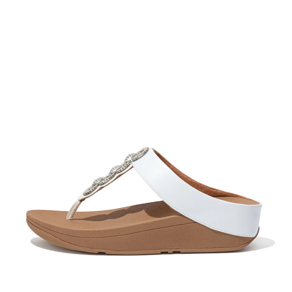Fitflop FINO Sparkle Toe-Post Sandals - Urban White