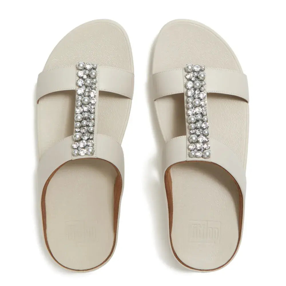 Fitflop Fino Pearls & Crystals H-Bar Sandal - Beige