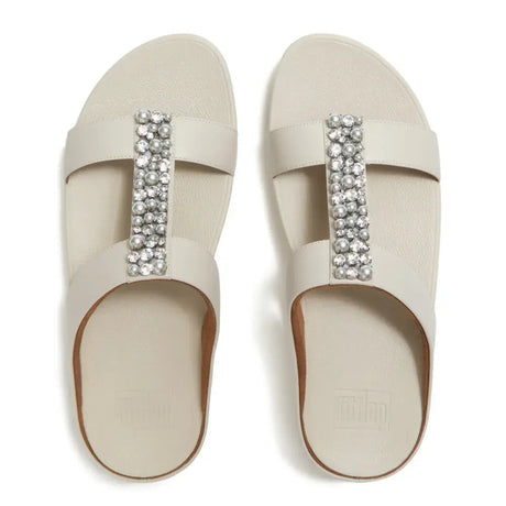 Fitflop Fino Pearls & Crystals H-Bar Sandal - Beige
