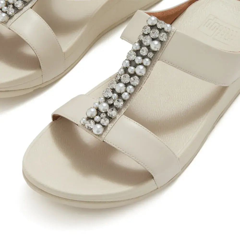 Fitflop Fino Pearls & Crystals H-Bar Sandal - Beige