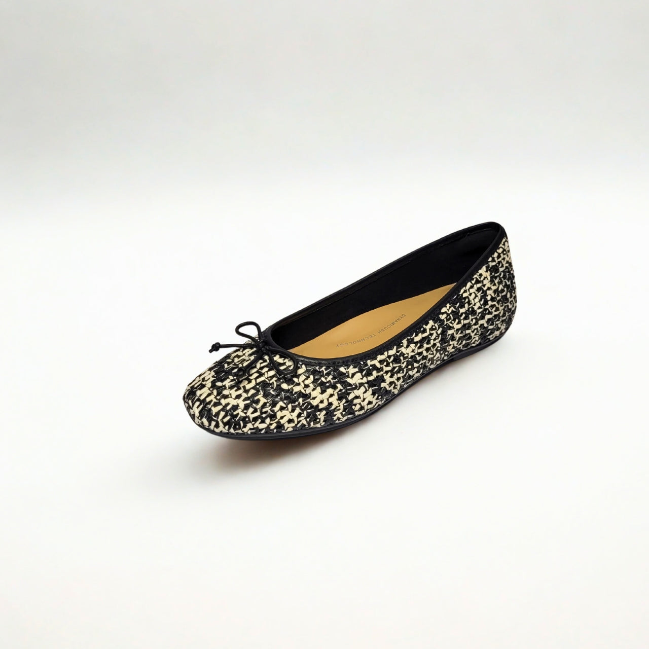 FitFlop Delicato black and ivory woven flats with nappa leather bow, slip-on design, and Dynamicush comfort technology 2