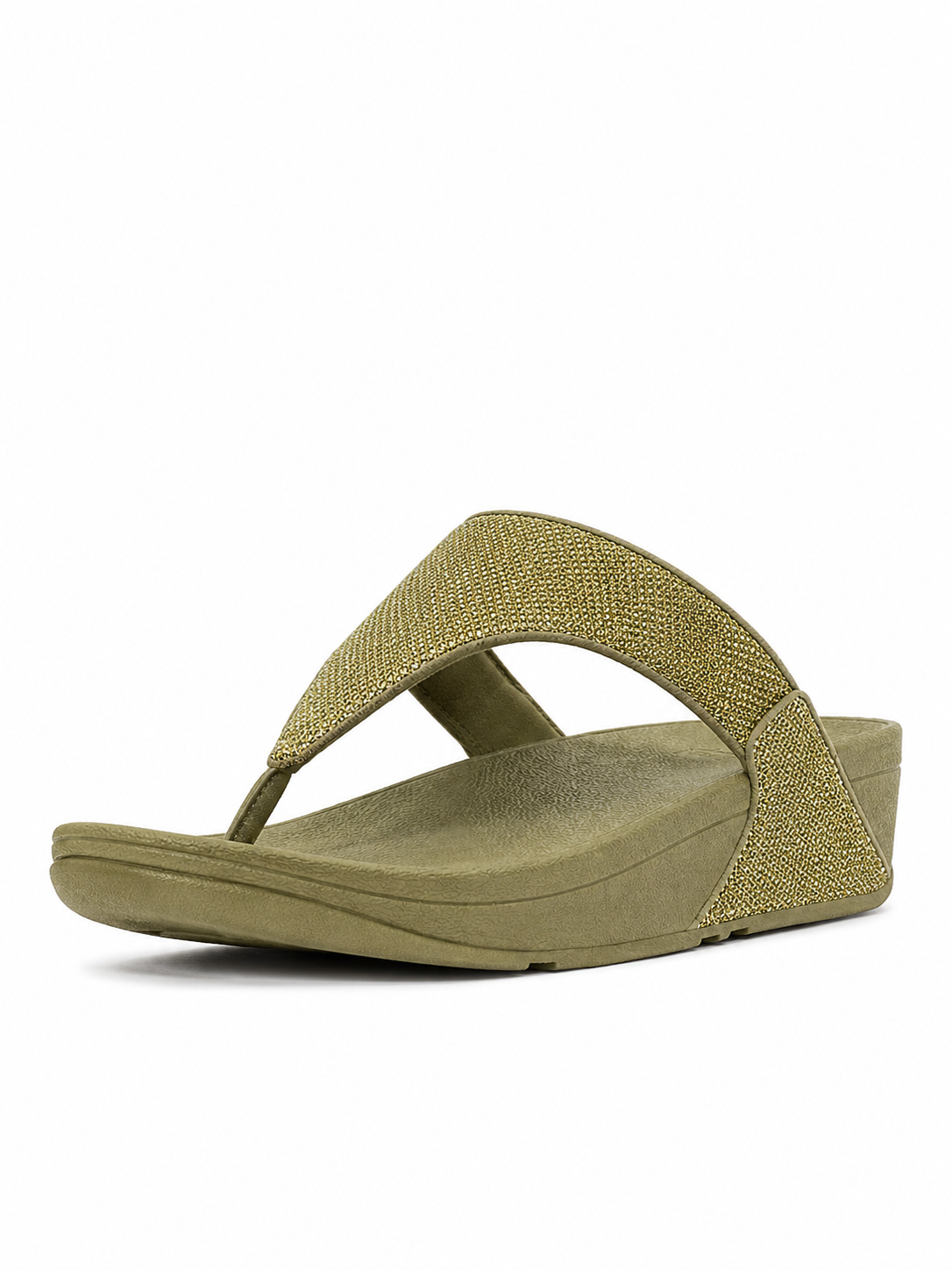 Fitflop Lulu Shimmerglitz Toe-Post Sandal - Deep Olive