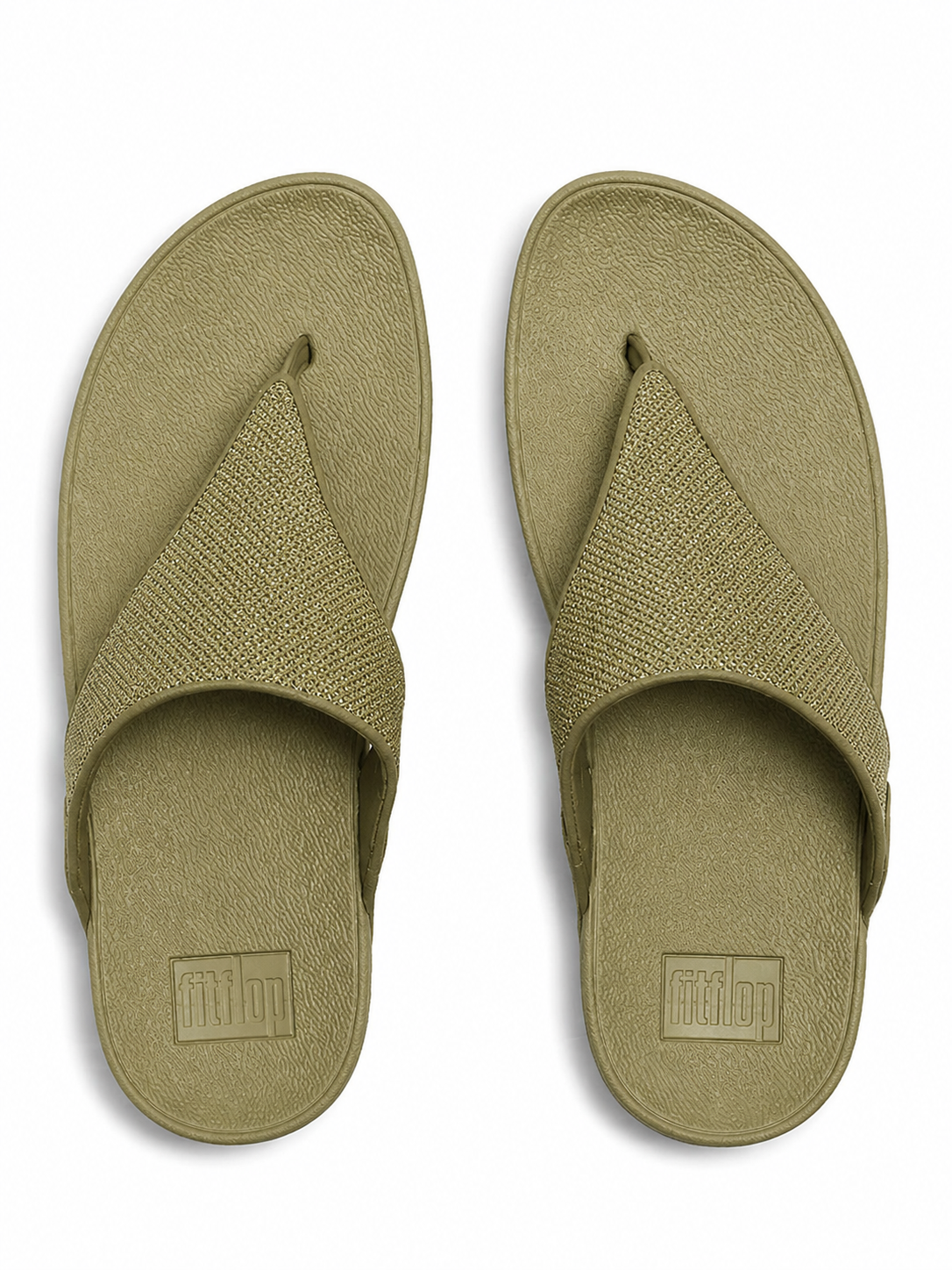 Fitflop Lulu Shimmerglitz Toe-Post Sandal - Deep Olive
