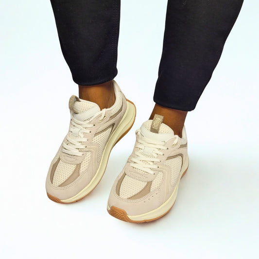 FitFlop Flow white suede and mesh flatform trainers with Microwobbleboard sole and triple-density cushioning 1