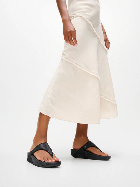 Fitflop Lulu Shimmerglitz Toe-Post Sandal - Black
