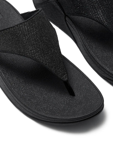 Fitflop Lulu Shimmerglitz Toe-Post Sandal - Black