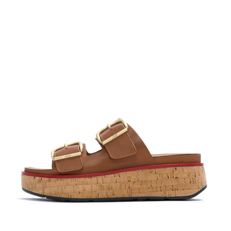 Fitflop Tan Gen-ff Max Buckle Leather/cork Slides – product image 1