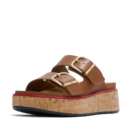 Fitflop Tan Gen-ff Max Buckle Leather/cork Slides – side view
