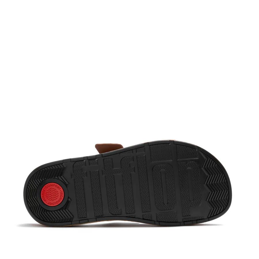 Fitflop Tan Gen-ff Max Buckle Leather/cork Slides – front view