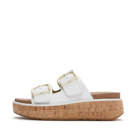 Fitflop White Gen-ff Max Buckle Leather/cork Slides – product image 1