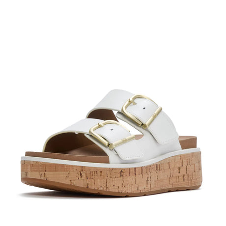 Fitflop White Gen-ff Max Buckle Leather/cork Slides – side view