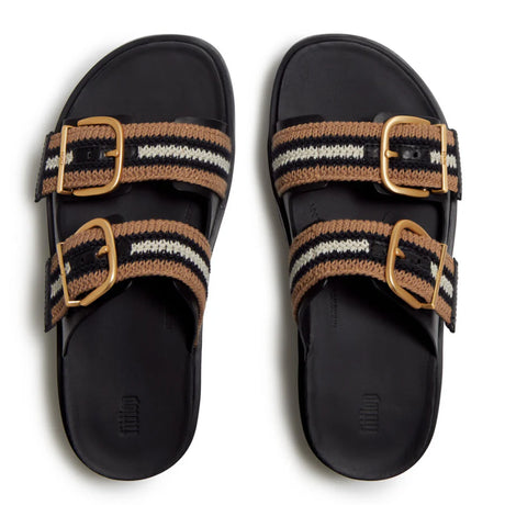 Fitflop GEN-FF Max Buckle Stripe-Webbing Two-Bar Slides - Black/Mix