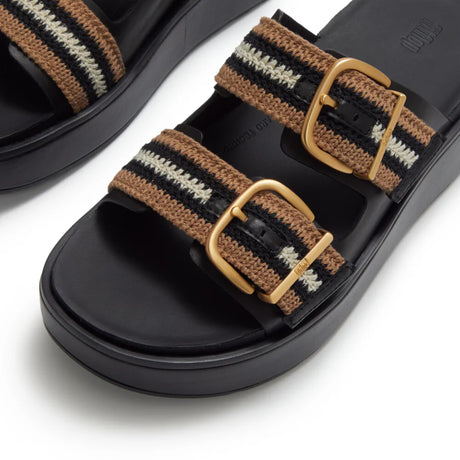 Fitflop GEN-FF Max Buckle Stripe-Webbing Two-Bar Slides - Black/Mix