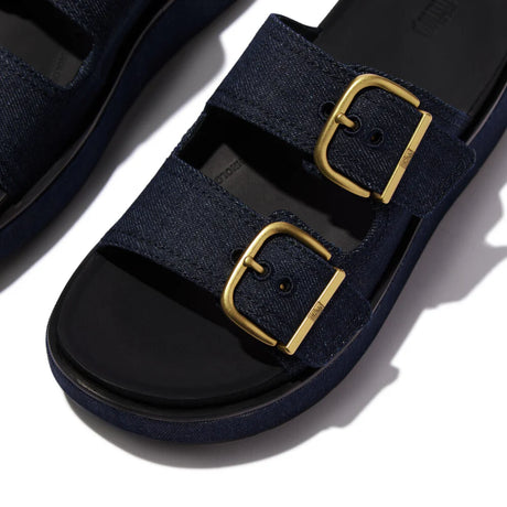 Fitflop Denim Gen-ff Max Buckle Two Bar Slides – detail shot