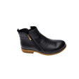  GIA black leather ankle boot with dual side zips and low stacked heel. 3