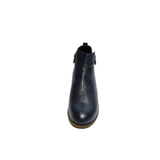 GIA black leather ankle boot with dual side zips and low stacked heel. 4