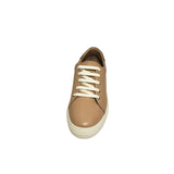  GIA brown leather platform sneaker with pewter heel accent and white sole. 4