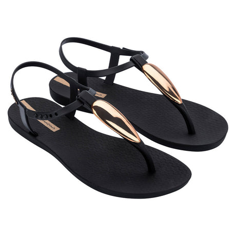 Ipanema Class Luxury Sandal - Black Gold angled pair
