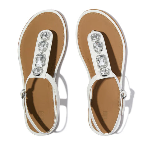 Fitflop White Gracie Ultra Jewel Leather Sandal – detail shot