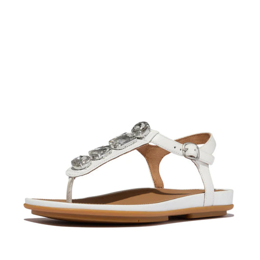 Fitflop White Gracie Ultra Jewel Leather Sandal – side view