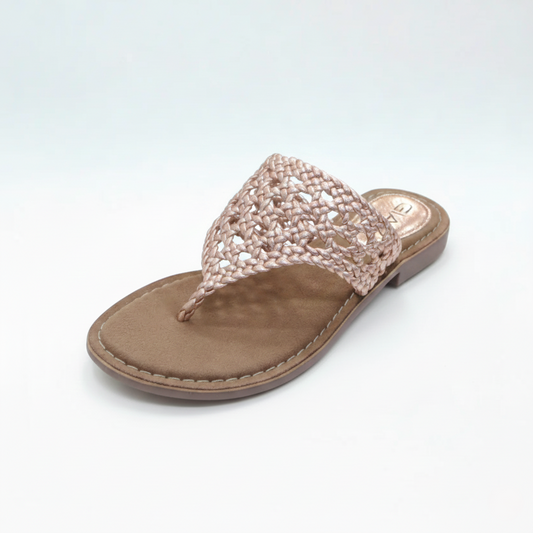 Gia rosegold LEATHER WEAVE toe post slip in