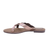 Gia Metallic Peach Leather Twisted Slip In – side view