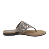 Gia Pewter Leather Weave Toe Post Slip In – side view