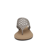 Gia Pewter Leather Weave Toe Post Slip In – front view