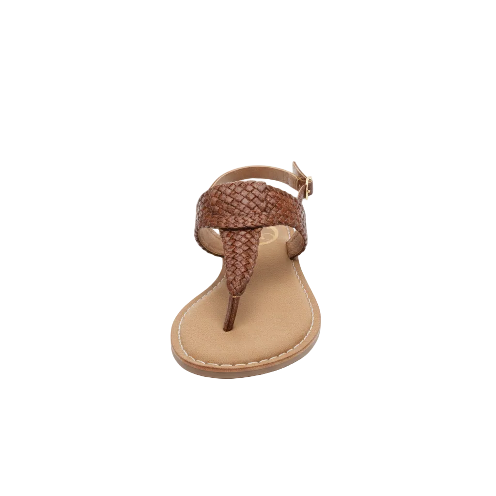 Gia Tan Leather Weave Slingback Sandal – front view