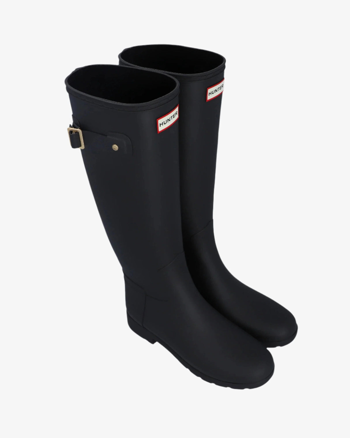 Hunter Refined Gold Trim Tall Wellington Boot - Black – side view