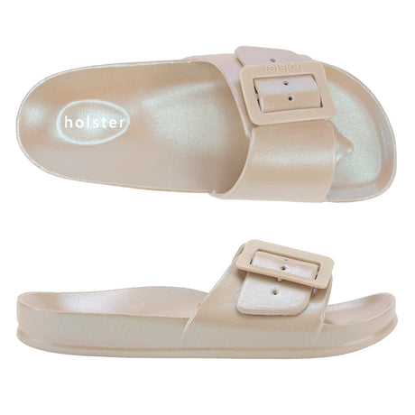 Holster Sand Metallic Solace Sandal – front view