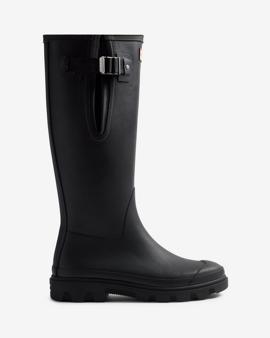 Hunter Downpour Field Adjustable Tall Wellington black waterproof rubber boot vegan 3