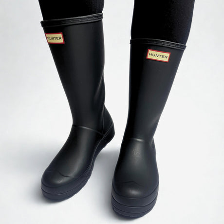 Hunter Play Tall Wellington black waterproof mid-calf rubber boot vegan 1