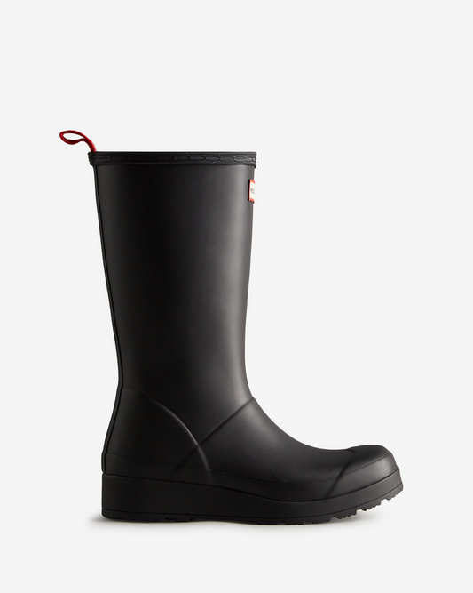 Hunter Play Tall Wellington black waterproof mid-calf rubber boot vegan 3
