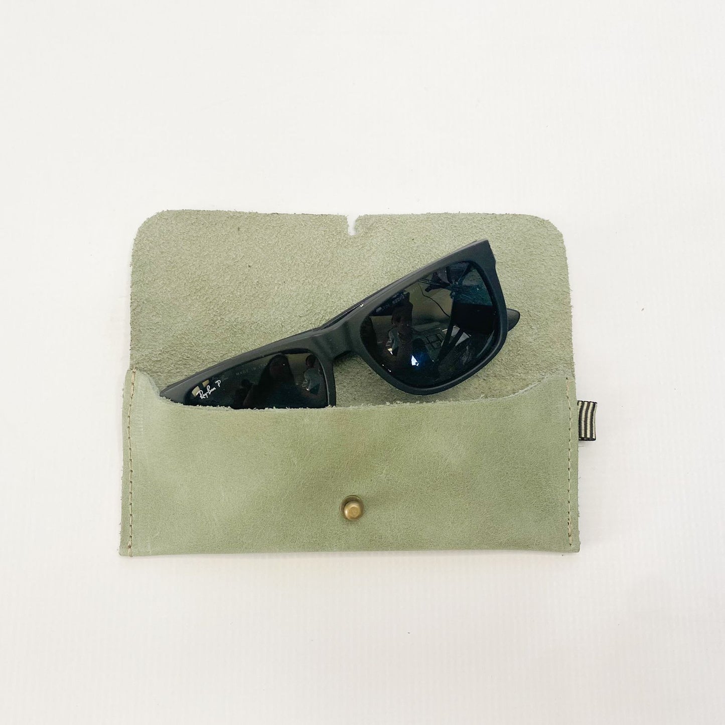 Gia leather sage sunglass pouch