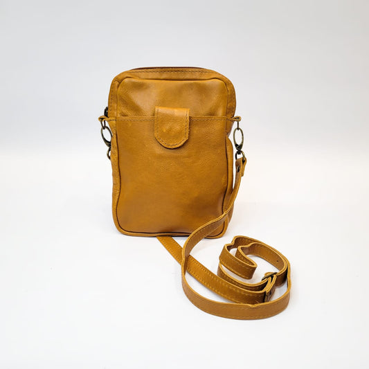 Gia leather mustard/tan crossbody bag