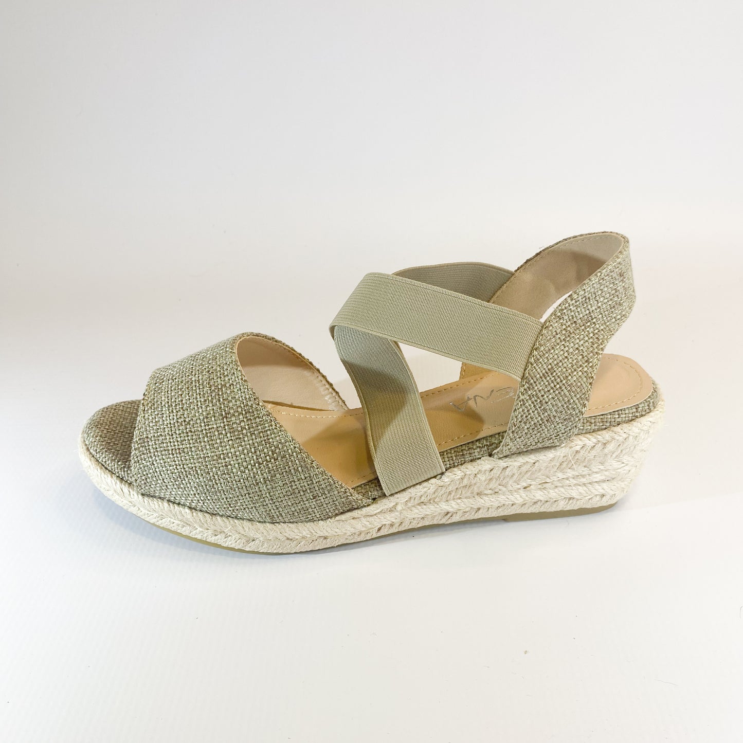 Geena taupe elasticated wedge – Queue Shoes