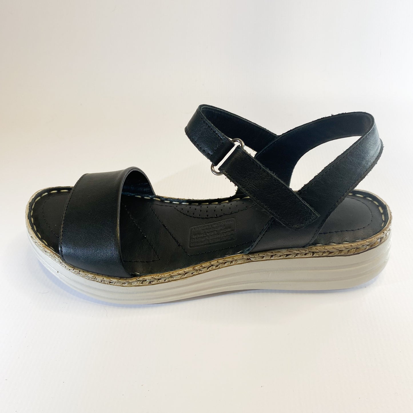 Gia black leather flatform sandal – Queue Shoes