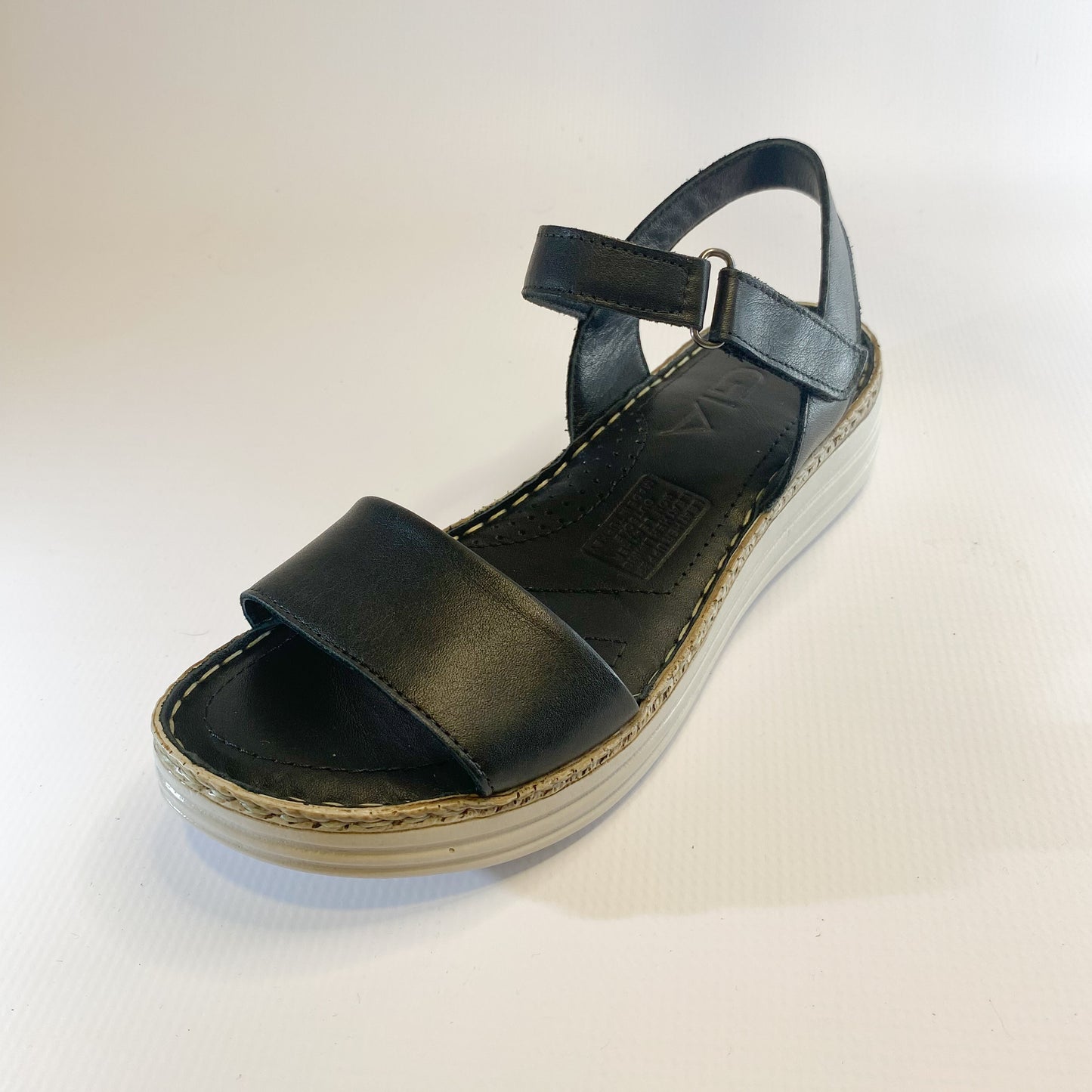 Gia black leather flatform sandal – Queue Shoes