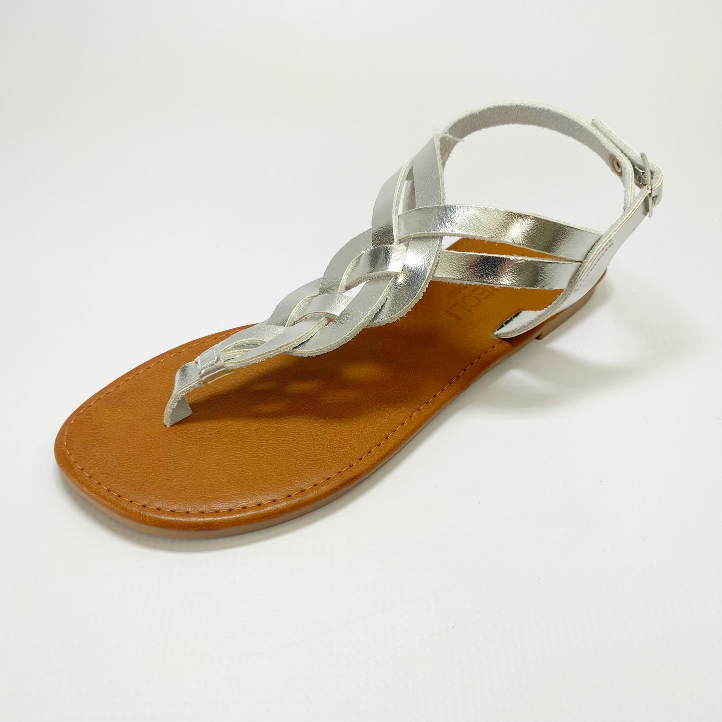 Andreoli leather silver toe  thong sandal