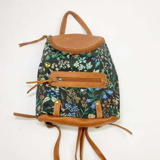 Gia leather tan and floral backpack
