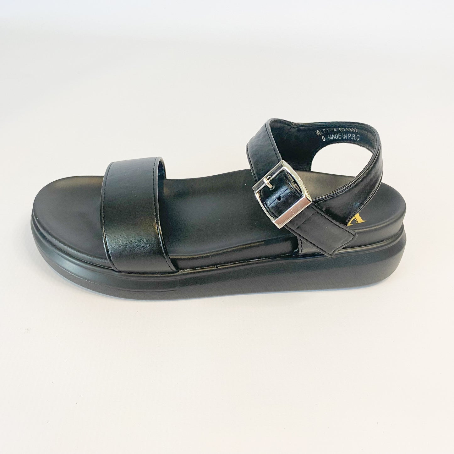 KG black ankle strap sandal